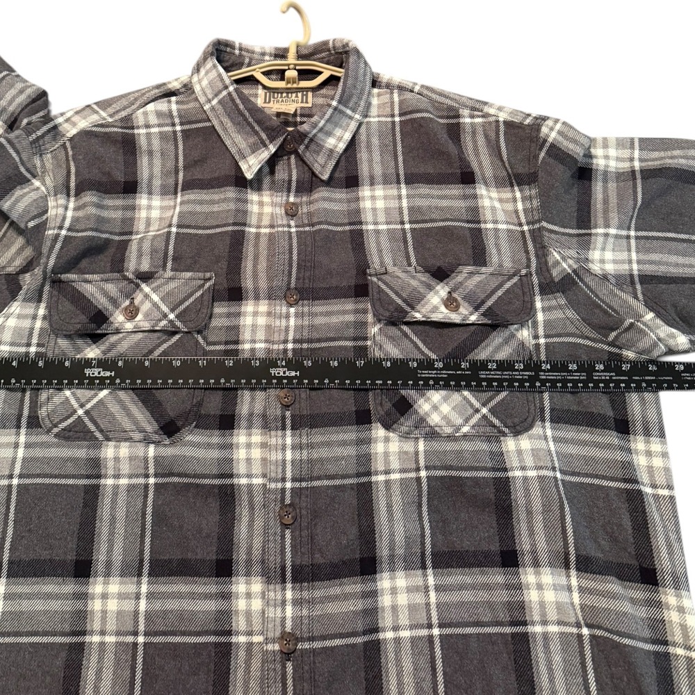 Duluth Trading Co Burlyweight Free Swingin' Flannel Shirt XXL Tall Gray Plaid - Picture 6 of 7